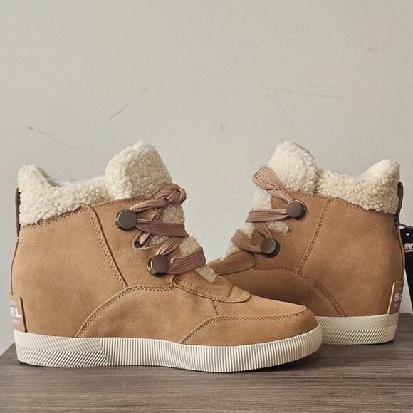 Sorel Women's ONA Cozy Wedge Boots Size 8.5  Tawny Buff/Sea Salt 2048681 NEW - Picture 3 of 9